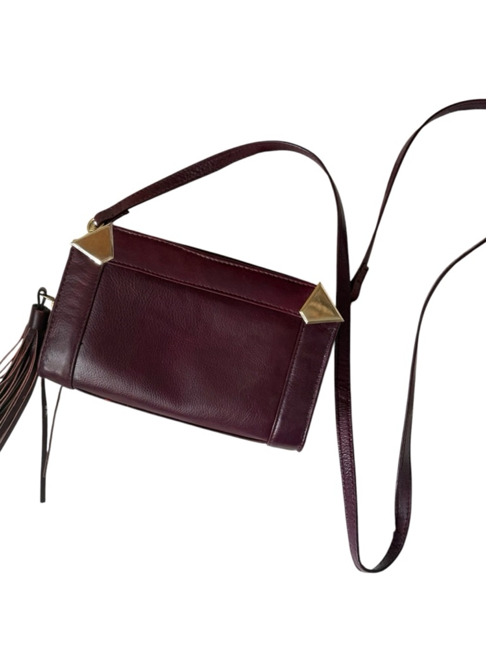 FOLEY + CORINNA Women's Leather Crossbody Bag in Deep Burgundy with Tassel